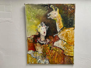 vrouw en lama - Nolf Gysseling